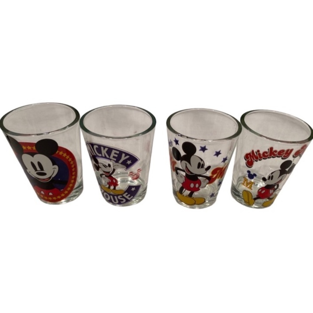 Disney Mickey Mouse Collector Glassware Set  4 Licensed Shot Glasses 1.5…